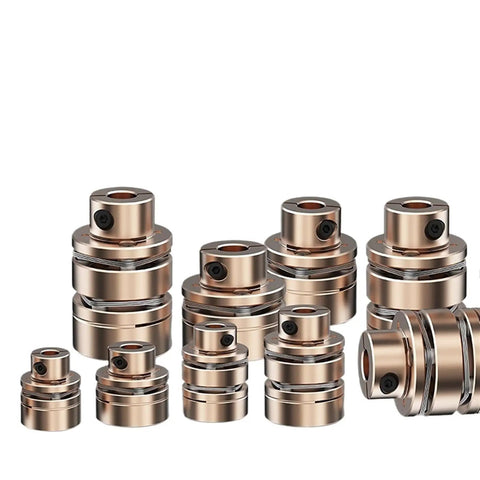 Flexible Motor Shaft Coupler With Aluminium Diaphragm Design For 3D Printer And RC Projects Featuring Universal Joint Compatibility In D26L26 dimensions arranged in various sizes.