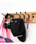 Heavy Duty Wall Mounted Coat Rack With Five Smooth Glide Metal Hooks For Mudroom Bedroom Setup, holding hats and headphones.