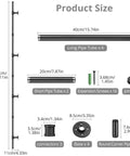 Detailed product size image of Straight Up Reliable Black Industrial Pipe Handrail Heavy Duty Steel Staircase Banister components.