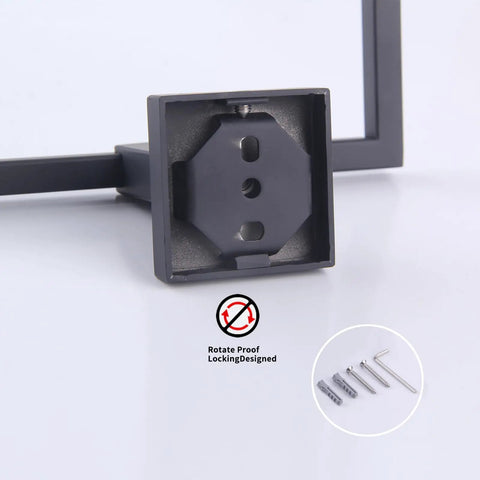 Installation components of Dope Modern Black Towel Holder Made From SUS304 Stainless Steel Rustproof And Heavy Duty Wall Mount Towel Ring