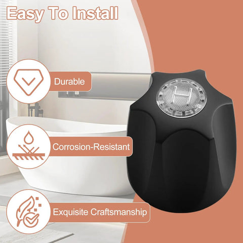 Three Piece Shower Knob Handle Replacement Compatible With Pfister Verve Taps Rust Proof durable matte black knob installed in modern bath.