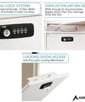 Close-up of lock and bin door features on Secure Wall Mounted Mailbox Drop Box With Key Or Combo Lock Heavy Duty 16 Gauge Steel