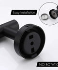 Close-up of a black mounting base showing the easy installation feature of the Matte Black Towel Bar Wall Mount For Bathroom And Kitchen No Fuss Easy Install 23.6 Inch Stainless Steel Rustproof SUS304 Hand Towel Holder Dish Cloths Rack Screw Mount Heavy Duty Holds Up To 11 Lb.