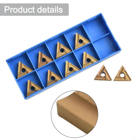 Indexable Carbide Turning Inserts TNMG160404R-ES TNMG331 in blue storage box, 10-pack for lathe tools semi finishing and finishing.