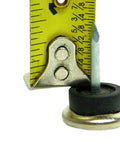 Forty Eight Pack Metal Nail On Furniture Glides With Thick Padding For Wooden Chairs And Tables showing size with tape measure.