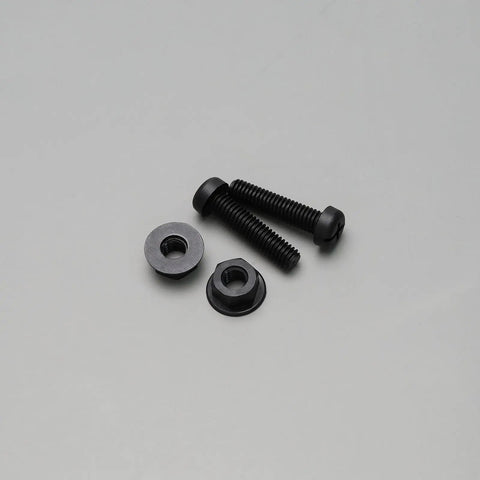 Tough As Nails M6 Plastic License Plate Screw Kit With Secure Fit Hex Nuts For Cars Trucks Motorcycles Sturdy Plastic Build Heavy Duty Bolt Set In Black And White 30 Piece Pack components including black screws and nuts.