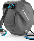 Retractable Garden Hose Reel 120 Ft 1/2 Inch Wall Mount Heavy Duty Auto Rewind With 180 Degree Swivel Bracket in Dark Grey
