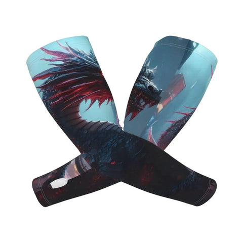 Top Tier Cooling Arm Sleeves With Bold Dragon Pattern Built For Serious Sun Blocking Quick Dry Fabric Flows With Your Moves.