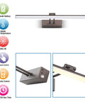 Wireless Picture Light With 5200mAh Battery And Remote Dope Bronze 16 Inch Metal Art Light For Wall Art Paintings Gallery Portraits USB C Fast Charge Long Battery Life Timed 1 2 3 4 Hour Off, showing bronze finish and control features.