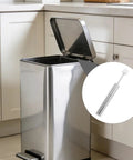 4 Pack Soft Close Trash Can Dampers Piston Lid Support Hinges Replacement For Home Kitchen Office Durable Steel And Plastic Mechanism Quiet Operation Easy Install Fits Most Standard Bins White Finish installed on a bin