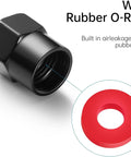 BMW M Aluminum Valve Stem Caps 4 Pack Dope Black Metal Wheel Air Caps with red rubber O-ring for airtight seal.