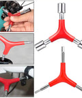 Portable Bicycle Spoke Wrench Set 7 Piece Kit With 8 Way Rim Truing Tool Y Type Hex and Socket Wrench in use