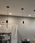 Mini Integrated Hanging Crystal Pendant Lights For Kitchen Island Black 3 Pack Modern Yet Simple Ceiling Light Fixture