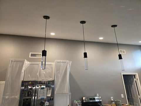 Mini Integrated Hanging Crystal Pendant Lights For Kitchen Island Black 3 Pack Modern Yet Simple Ceiling Light Fixture