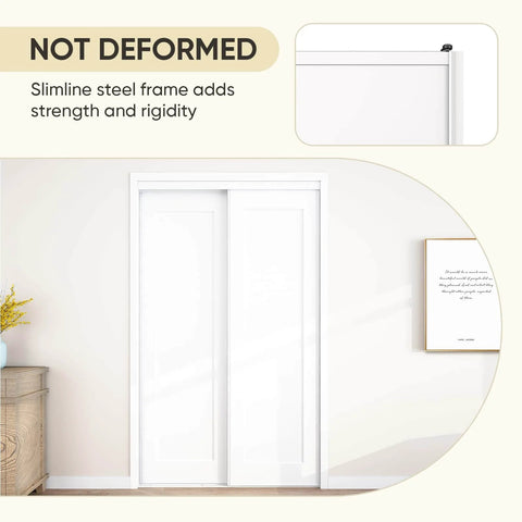 Easy Install Sliding Closet Door For 48 Inch Wide Opening Bypass Style With Two Panels 80 Inch Tall Steel Frame Primed And Preassembled