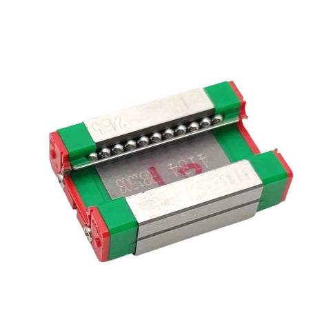 Super Smooth MGN9C Linear Guide Rail Kit With 150mm Pre Drilled Slide Slider Block For CNC Projects That Fly High Precision Setup Guaranteed. MGN9C rail block close-up, steel balls and aluminum body for CNC motion.