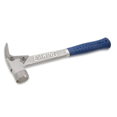 Aluminum Framing Hammer 14 oz with Milled Face, Straight Rip Claw, Shock Reduction Grip, USA Made, lightweight aircraft aluminum build
