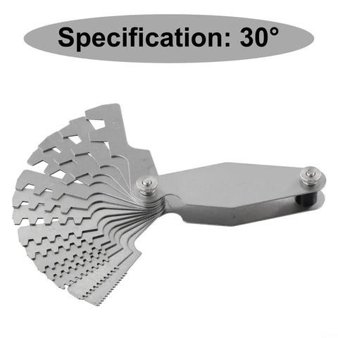 ACME Screw Pitch Gauge 30 Degree Tool With 14 Blades Measures 2P To 20P stainless steel foldable design