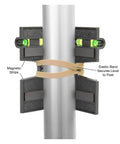 Hands Free Magnetic Post Level 5 Inch With 3 Acrylic Vials For Fence Posts Deck Rails And Plumbing Made In USA Polymer Construction Magnetic Strips Elastic Strap Ultra Accurate Leveler Tool For Flag Poles And Structures Requiring Precise Leveling attached to metal post