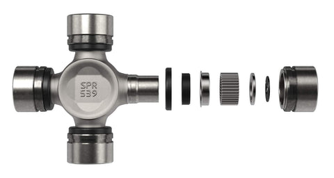 Exploded view of Beefed Up U Joint Kit 5 795X S44 Series ISR Inside Snap Ring OEM Replacement With 1.125 Inch Bearing Cap Diameter.