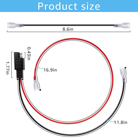 24V Electric Scooter Battery Wiring Harness With 2 Prong Connector And Insulated Terminals, Replacement Cable Kit Compatible With eZip, IZIP, Schwinn, GT, Mongoose And Other 24V Scooters