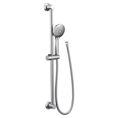 Eco-Performance 5 Function Handheld Shower Head Chrome Finish With Removable Head 69-Inch Hose 30-Inch Slide Bar Adjustable Height