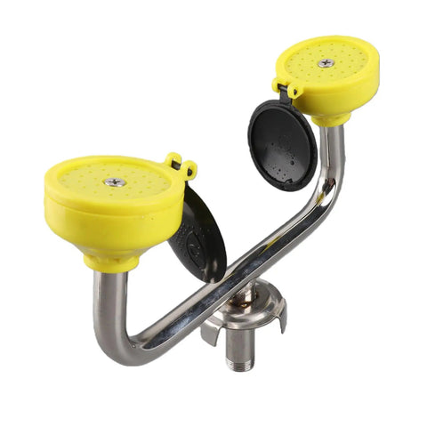 Emergency Eye Wash Station With Flexible Installation For Industry And Laboratory Use In 304 Stainless Steel, dual yellow nozzles