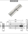 Heavy Duty 304 Stainless Steel Door Bolt Buckle For Home Safety And Security Plus Indoor Spring Hinge Pin Set dimensions and design.