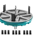Kick It Up A Notch With This Badass Adjustable Hole Saw Kit And 12 Tough Blades For Wood Plastic Projects, Cutting Holes From 1.8 To 5 Inches With Smooth Aluminum Alloy Construction That Slays Any Job Site Task. adjustable hole saw kit with 12 blades, aluminum alloy, shown with drill bit