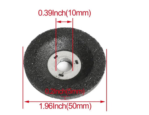 2 Inch Grinding Wheels 25 Pack Polishing Discs For Mini Angle Grinder showing detailed dimensions and design for metal and wood use.
