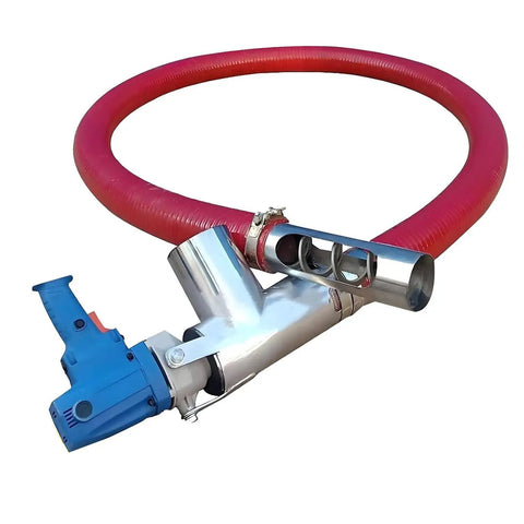 Beefed-Up 1500W Grain Auger With 6m Hose Portable Industrial Screw Conveyor, red hose and motor, for Cement, Sand, Powder and Grains