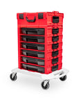 248-Piece Tool Set In A Modular Stacking Tool Cart With Six Drawers For Garage Organization, red L-BOXX system on wheels.