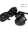 1 Pair Spiked Lawn Aeration Shoes With 1-Inch Spikes For Easy Lawn Aeration And Epoxy Floor Overlays Installation Unisex Durable Polypropylene With Snap Lock Buckle Black, showing black soles with spikes.
