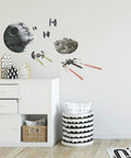 Star Wars Death Star And Tie Fighter X Wing Peel And Stick Wall Decals Set Of 20 Repositionable Removable No Residue For Smooth Surfaces Made In The USA Great For Dorms And Geek Rooms on wall