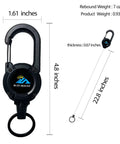 Beefy Heavy Duty Retractable Keychain With Multitool Carabiner Badge Holder And Id Clip, 22.8-inch Stainless Steel Cord, Black
