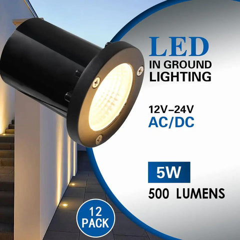 5W In-Ground Well Light Kit With 12 Pack 24V Connectors IP67 Waterproof Landscape Lighting For Yard Garden And Patio 3000K Warm White Paver Lights Low Voltage Pathway Lighting installation example
