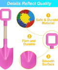 Pink shovel from 16 Inch Kids Beach Shovel Set Of 3 Durable Wood Handle ABS Plastic Sand Snow Garden Shovels For Beach Sandbox Backyard Fun