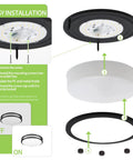 Installation guide for 10 Inch Flush Mount LED Ceiling Light Dimmable 2200 Lumen 24W 3000K 4000K 5000K Black Two Pack.