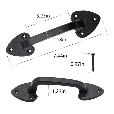 Heavy Duty Steel Barn Door Handles With Real Deal Rustic Matte Black Finish Built Tough As Nails Industrial Pulls for 7.5 inch gates.