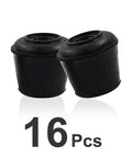 Top Shelf Black Rubber Chair Leg Tips And Furniture Glides Sixteen Piece Set Three Quarter Inch Round floor protectors in black rubber.