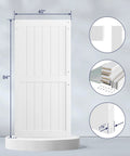 Front view of White Primed MDF Sliding Barn Door 40 Inch By 84 Inch With Waterproof PVC Coating Non Bending Construction Ready To Assemble
