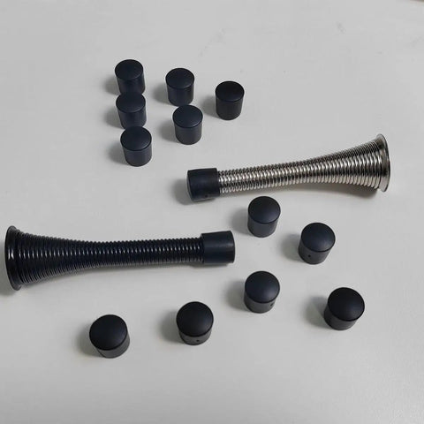 20 Pack Door Stopper Caps Rubber Tips Replacement For Doors 0.39 Inch Inner Diameter And 0.5 Inch Outer Diameter Black End Caps Durable Door Stopper Rubber Tips For Easy Quiet Door Protection shown with door stoppers