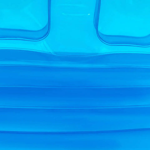 Close-up of the clear inflatable material of the Kick Back On This Hella Comfy Clear Inflatable Sofa Chair For Two.