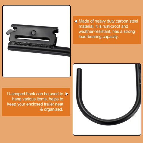 Close-up of 12 Pack 4 Inch E Track J Hooks Built Tough Heavy Duty Steel For Enclosed Trailers And Vehicles E Track Rail Hooks