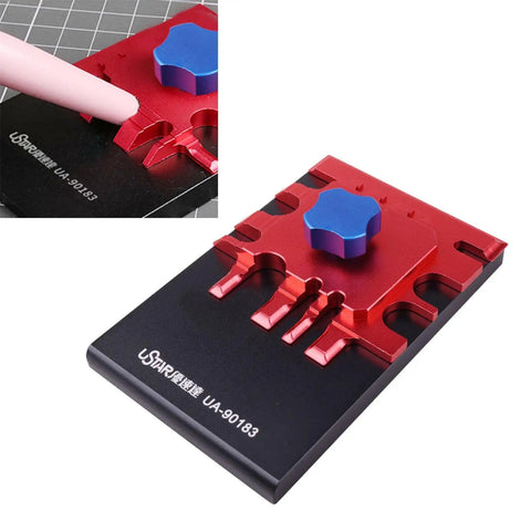 Red and blue Dope Precision Mini Photo Etched Parts Bender for model kits and miniatures, black base with logo