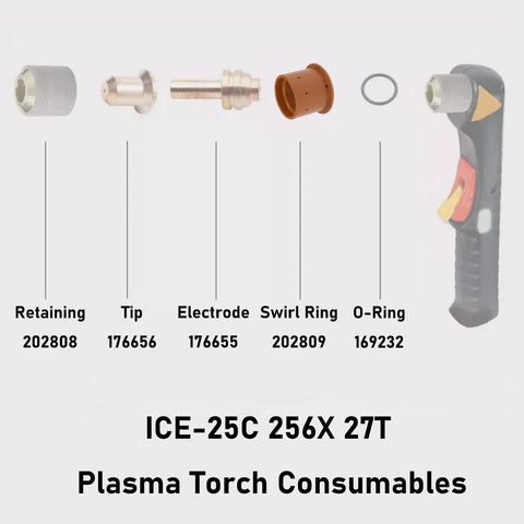 1x Plasma Cutter Swirl Ring Replacement For Miller ICE 25C 27C 27T And AirForce 400 OE 202809 with torch components