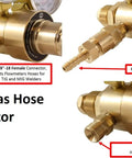 Industrial Argon Regulator And Flowmeter For MIG And TIG Weld Rigs With Three Outlet Options