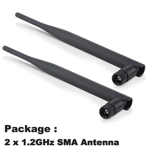 Omni Directional 1.2GHz SMA Male Antenna 3 Dbi High Gain Portable Antenna For FPV Drones RV WiFi Hotspots Two Pack Waterproof