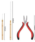 Hair Extensions Tools Kit With Plier Hook Needle Tool And 600 Silicone Micro Beads For Micro Bead Weaving Tinsel Beads Set For DIY Hair Extensions Easy Pulling And Hooking Pro Grade Bead Bonding Kit, 5.51in hook needle, 8.64in threader, 4.92in plier
