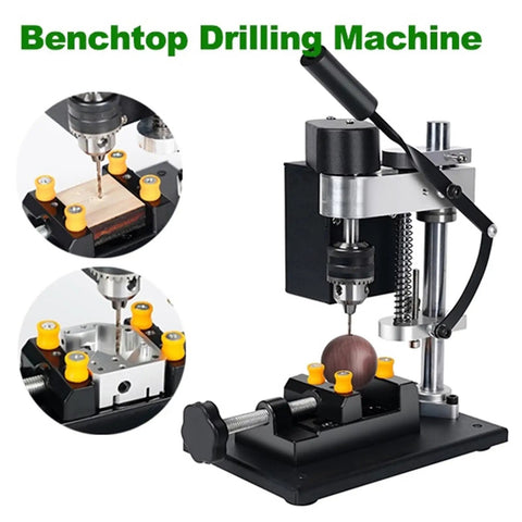 Heavy Duty 200W Mini Bench Drill Press Stand With Seven Gear Variable Speed Up To 8000 R/min Precision Pillar Drill Machine in use on wood.